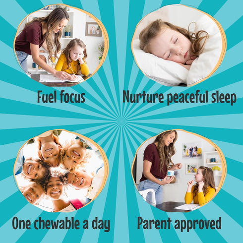 Clarity Kids Super Calm | Magnesium Chewable Vitamin for Children Comfort Focus and Relaxation | All Natural Calm Supplement with L-Theanine | USA...