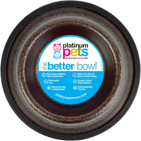Platinum Pets Non-Embossed Non-Tip Stainless Steel Cat/Dog Bowl, Copper Vein, Medium...
