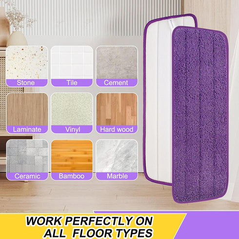 5 Pack Microfiber Spray Mop Replacement Heads for Wet/Dry Mops Reusable Replacement Refills Fits for Bona Hardwood Floor Replacement Cleaning Head...