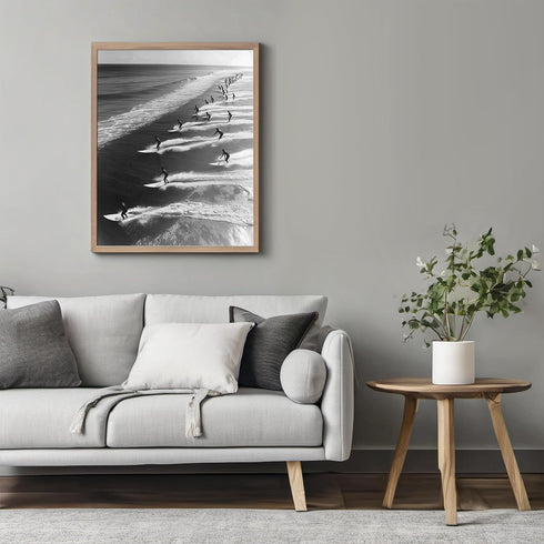 Posterizer 1 pcs-black and white vintage photo style art-surfing at the beach 2-Coastal & Nautical Art-Photography Art-Gift for Nature, Surfers an...