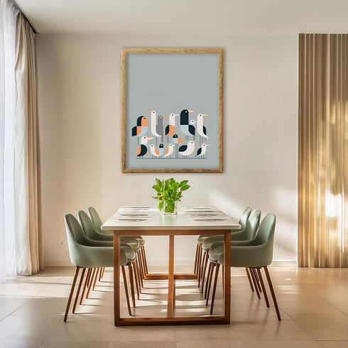 Posterizer 1 pcs-Nordic Bird-Cute Funny Scandinavian Birds-Art for Animal Lovers-Abstract & Modern Art- Gift for Men Women Teens-Decor for Home & ...