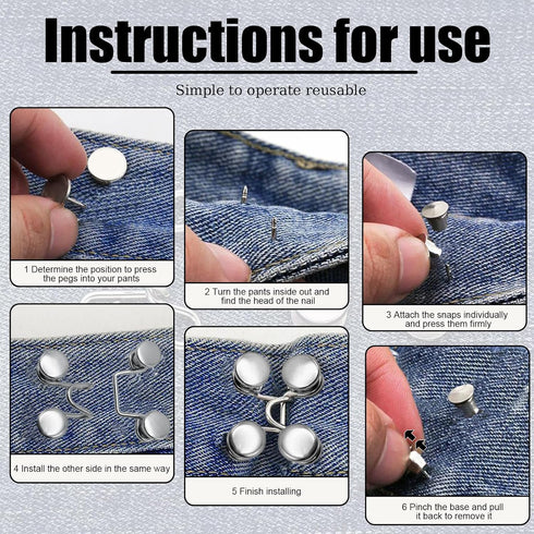 Upgraded Pant Waist Tightener with Comfortable Low Inside Bulge, 8 Set 4 Colors Jeans Button Tightener, Button Adjuster Button Pins for Jeans, Adj...