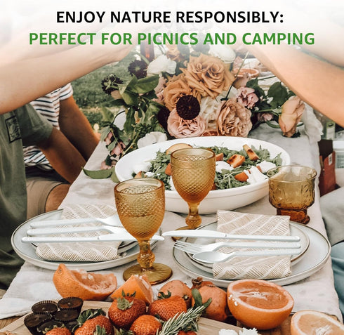 100% Compostable Forks 60 Count Disposable Forks Heavy Duty Utensils Set Fork Silverware Eco Friendly Flatware Plastic Free for Party Camping Picn...