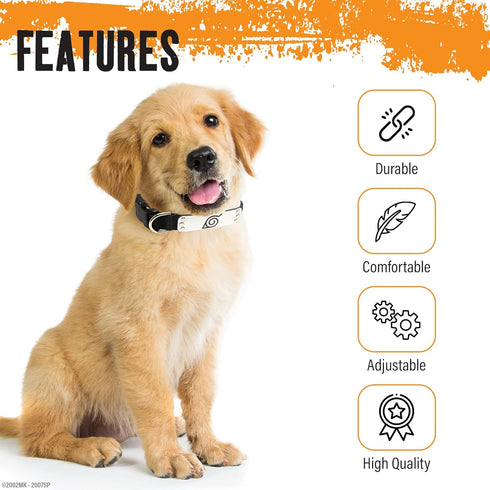 Naruto Dog Collar for Large Dogs, Medium, XS/Small Puppy Collars – Officially Licensed Naruto Shippuden Hidden Leaf Village Anime Dog Collar, Naru...