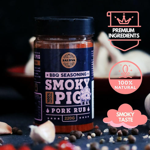 Smoky Pig BBQ Pork Rub - 100% Natural BBQ Seasoning - Perfect Blend Of Spices For Smoky BBQ And Grill Pork Dishes - Large Jar (220g)...