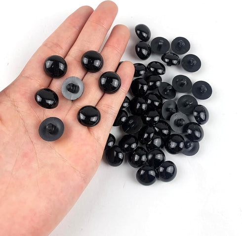 Black Half Pearl Buttons with Shank 50PC Round Mushroom Shape Buttons for Sewing Buttons Clothes Shirt Craft Scrapbooking 15mm...