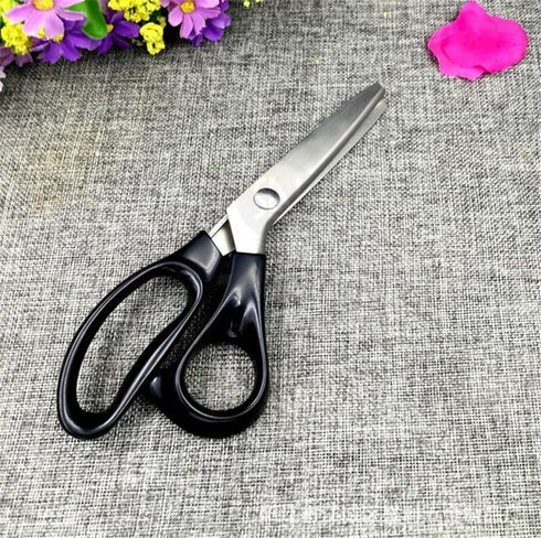 Fabric Pinking Shears Craft Scissors? Serrated Scalloped stainless Steel Handled Professional Sewing black Scissors, Scissors for Leather, Tailori...