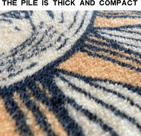 Half Round Door Mat,Semi Circle Bathroom Floor Rug,Tarot Sun Moon Rug,Non-Slip Welcome Entrance Way Rug,Absorbent Bath Mat,Microfiber Tufted Indoo...
