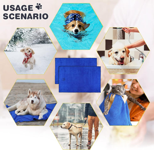 Chumia 4 Pack Dog Towels for Drying Dog Large Microfiber Dog Towels Grooming Towels Absorbent Soft Pet Bath Towels with Embroidered Paw for Small ...
