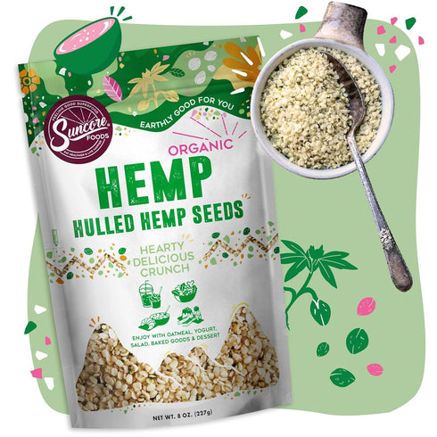 Suncore Foods Organic Hemp Seeds, Gluten-Free, Non-GMO, 8oz (1 Pack)...