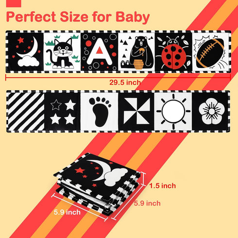 Black and White Baby Toys, High Contrast Newborn Toys 0-3 Months Brain Development, Tummy Time Toys, Soft Baby Book, Infant Sensory Toys 0-6-12 Mo...