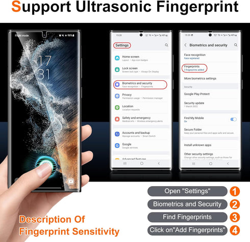 UniqueMe [ 2+3 Pack Compatible with Samsung Galaxy S22 Ultra Screen Protector, 5G 6.8 inch Flexible TPU, 3 Pack Camera Lens Protector [Support Fin...