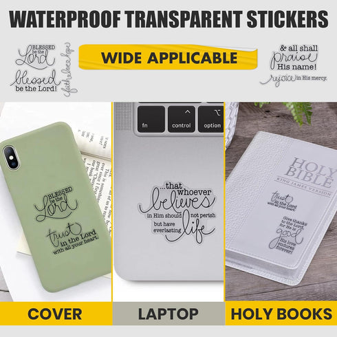 CraftyCrocodile Religious Christian Bible Stickers - Clear Handwritten Inspirational Prayer Faith Scripture Biblical Stickers for Scrapbooking and...