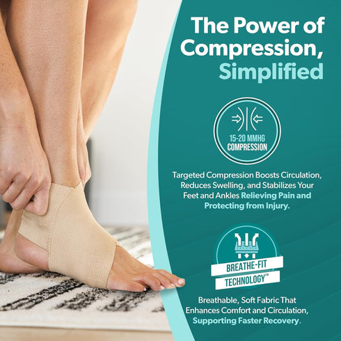 BraceAbility Elastic Ankle Support Brace - Lightweight Slip on Foot and Ankle Compression Sleeve for Gymnastics, Dance, Sports, Running, Exercise,...
