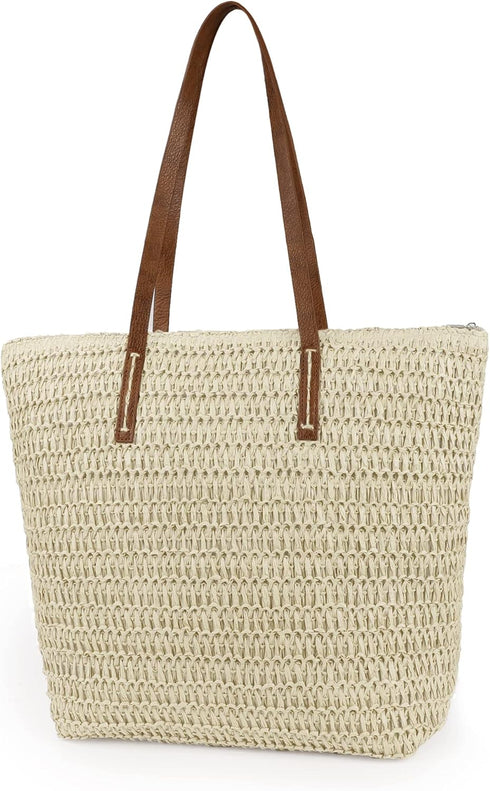 Womens Large Straw Beach Tote Bag Handmade Woven Shoulder Bag Handbag Purse for Summer...