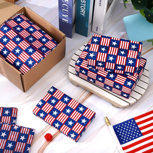 Whaline 100 Sheets Patriotic Tissue Paper Blue Red Star Stripe Gift Wrapping Paper 4th of July Decorative Art Paper for DIY Crafts Independence Da...