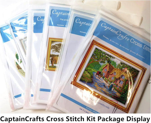CaptainCrafts New Cross Stitch Kits Embroidery Kit Full Range Beautiful Flowers Pattern Unpreprint Fabrics Kits for Adults Beginners (Unpreprint 1...