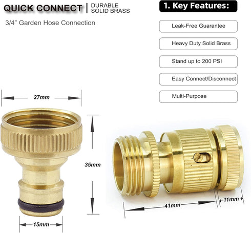 PLG ¾ Inch GHT Solid Brass Garden Hose Quick Connect Fittings,2 Male+2 Female...
