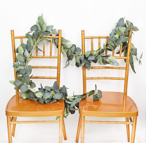 DearHouse 6.2 Feet Eucalyptus Garland Artificial Silk Eucalyptus Leaves Vines Handmade Garland Greenery Wedding Home Backdrop Arch Wall Decor...