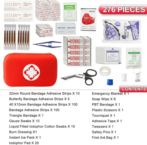 276PCS First Aid Kit Home Car Camping Hiking Emergency Supplies Small Compact Lovely Bag for School Outdoor, Basic Outdoor Essentials Survival Kit...