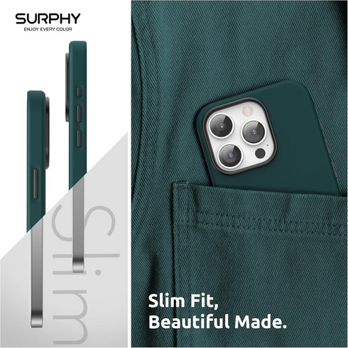 SURPHY Designed for iPhone 15 Pro Leather Case with Screen Protector Compatible with MagSafe, Faux Leather Case (Metallic Buttons & Microfiber Lin...