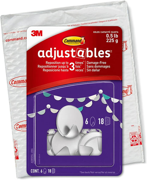 Command AD85SL-6NA Repositionable Silver Circle Hooks Hardware, 6...