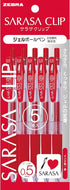 Zebra Sarasa Clip P-JJ15-R5 Gel Ballpoint Pen, 0.5, Red, 5 Pieces...