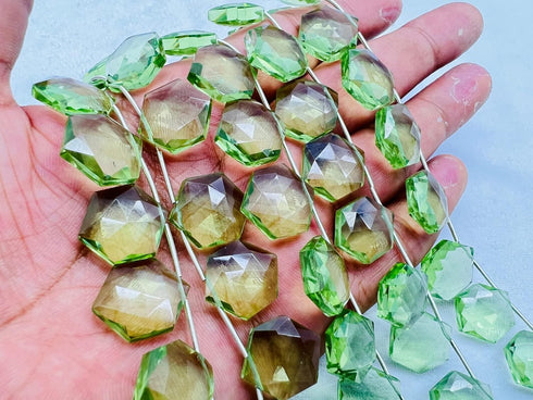1 Strand Peridot Quartz 10 Pcs Beads Size 14x14mm Hexagon Shape Cut Faceted Beads for Jewellery Making, Beading & Craft Supplies KCRAFTS-RK_k53...