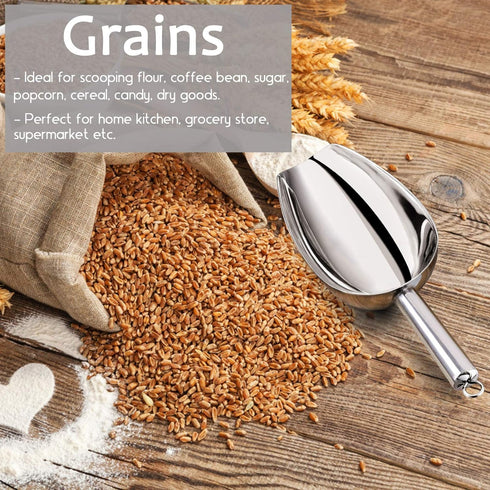 E-far 6 Ounce Ice Scoop Set of 2, Small Stainless Steel Scoops for Ice Cube/Candy/Flour/Sugar, Metal Utility Scoops for Canisters, Baking, Kitchen...