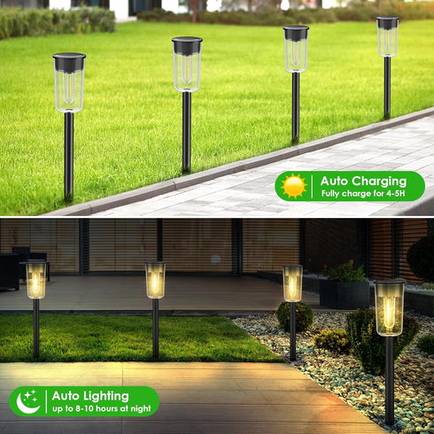 8 Pack Solar Pathway Lights, Solar Lights Outdoor Waterproof, Solar Garden Stake Lights for Outside Yard Landscape Path Walkway Driveway Lawn Deco...