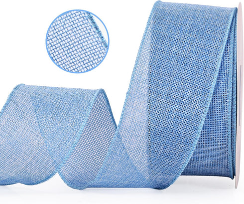 YAMA Burlap Wired Ribbon, Baby Blue, 2-1/2 inch x 20 Yards, for Crafts, Wreath, Bow Making, Gift Wrapping, Christmas and Home Decoration...