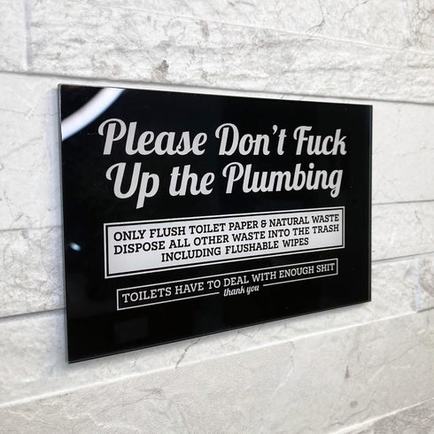 Funny Do Not Flush Sign for Bathroom, 6x4 Please Dont F Up the Plumbing Funny Bathroom Signs, Acrylic Please Do Not Flush Anything Except Toilet P...