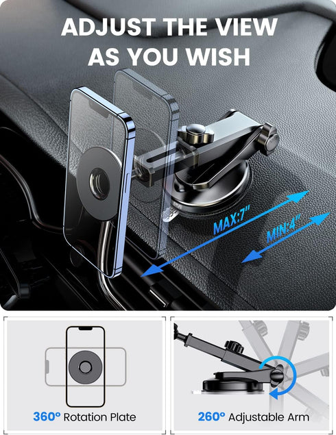 eSamcore Retractable Magnetic Car Mount for iPhone 15/14/13 Pro Max and Magsafe Case, Black...
