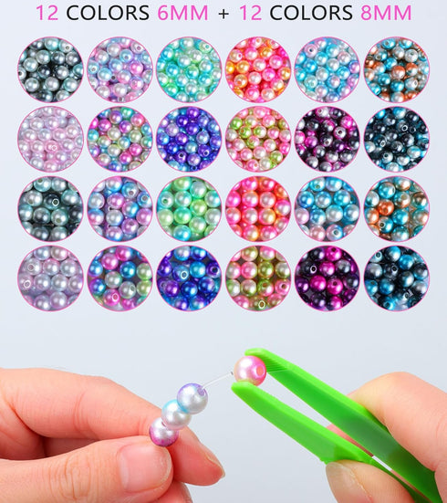 HINSOCHA Bracelet Beads Kit - 1020Pcs Gradient Colorful Round Beads (6mm+8mm) for Jewelry Making, DIY Crafts, Gifts for Kids and Adults...