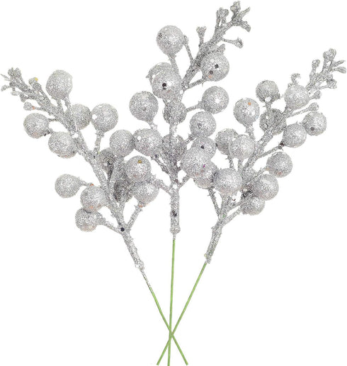 Lvydec 16pcs Christmas Glitter Berries Stems Clearance, 7.8" Artificial Christmas Picks for Christmas Tree Ornaments, DIY Xmas Wreath, Crafts, Hol...