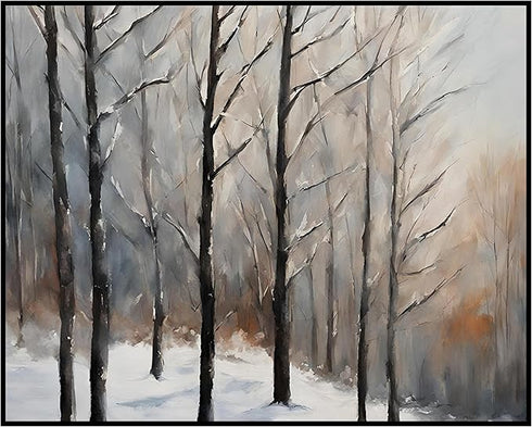 Posterizer 1 pcs-snowy jungle in winter in oil painting style-7-Landscape & Nature Art-Living Room Bedroom Decor- unframed wall art...