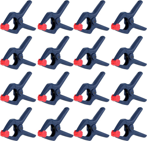 WORKPRO Spring Clamp Set, 16-Piece 3-3/8" Nylon Spring Clamp with Adjustable Jaw Pads and High-strength Spring for Woodworking, Photography Backdr...