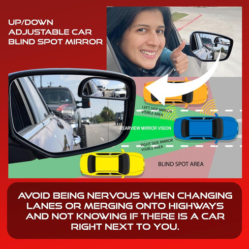 Blind Spot Convex Car Rear View Mirror: Rearview/Side Stick On Mirror Automotive Accessories | Narrow Blindspot Mirrors For Car By Utopicar (2 pac...