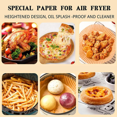 Air Fryer Paper Liners, 100PCS Non-stick Disposable Parchment Sheets for Baking, Food Grade Liner for Baking Roasting Microwave (7.9inch-Round)...