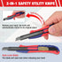 WORKPRO 2-In-1 Safety Utility Knife Retractable Snap-off blade, Metal Box Cutter Set, Razor Knife Exacto Craft Knives, with 10 Extra 9mm Blades, P...