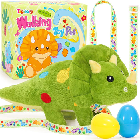 Tagitary Plush Toys Dinosaur Stuffed Animal Interactive Electronic Pet That Walking,Head Nodding,and Making Sound,Soft Plush Triceratops Toys with...