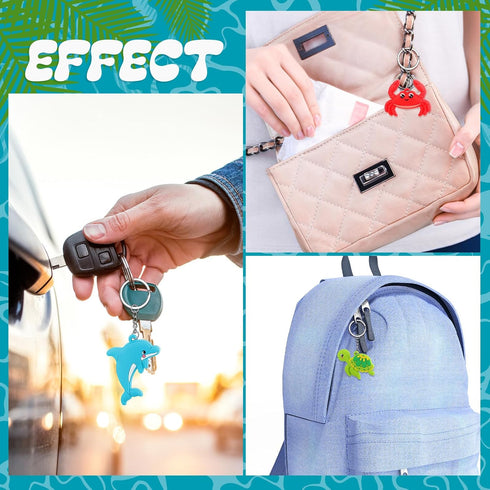 Yinkin 36 Pcs Summer Party Keychains Beach Flamingo Pineapple Turtle Surfboard Keychain for Kids Summer Pool Theme Party Favor Luau Tropical Hawai...