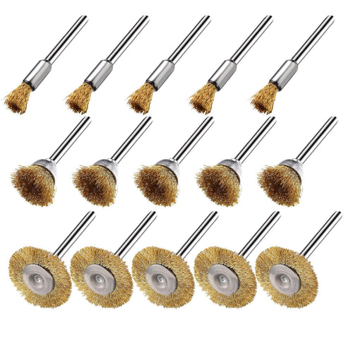 15 Pieces Copper Wire Brushes, Wire Brush Wheel, Copper Wire Polishing Wheel Kits for Dremel Rotary Tools (1/8 Inch Mandrel)...