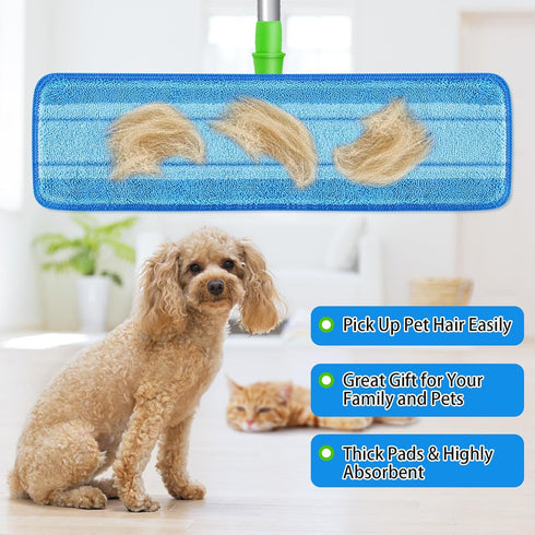 6 PCS Replacement Mop Pads, Microfiber Cleaning Mop Compatible with Bona Mop, Washable & Reusable Mop Refill Pads for Hardwood Floor,18 Inch, Blue...