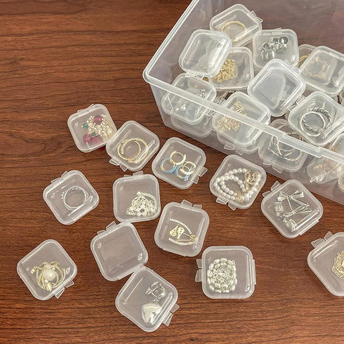10Pcs White Storage Box, Mini Square Clear Plastic Organizer, Lightweight Travel Kit for Earplugs, Jewelry, Beads, Coins, Craft Gadgets - Approx O...
