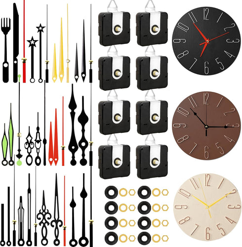 8 PCS High Torque Quartz Clock Movement Mechanism Replacement Clock Kit with 12 Different Pairs of Clock Hands for DIY Repair Clock Parts Shaft Le...