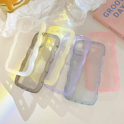 for iPhone 15 Plus Case, Cute Kawaii Curly Wave Frame Shape Soft TPU Silicone Phone Case with iPhone 15 Plus, Shockproof Protective Phone Cover fo...