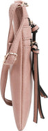 DELUXITY | Crossbody Purse Bag | Functional Multi Pocket Double Zipper Purse | Adjustable Strap | Medium Size Purse | Blush...