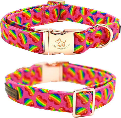 Elegant little tail Dog Collar, Rainbow Dog Collar Pet Collar LGBT for Pride Month Pet Collar Dog Girl Boy Adjustable Dog Collar for Large Dogs...