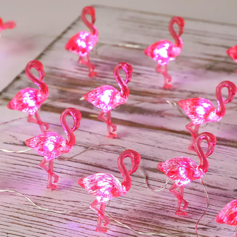 Pink Flamingo String Lights Battery Operated with Remote Fairy Lights 10ft 30LEDs USB Plug in Summer Tropic Themed Flamingo Decor Lights for Home ...